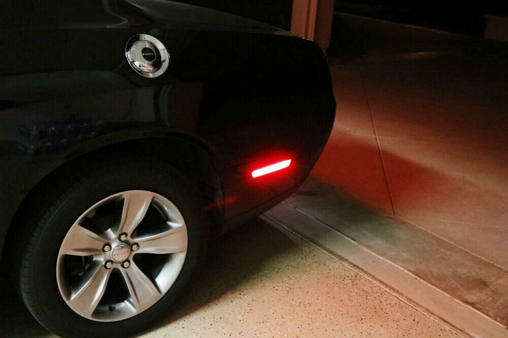 4PCS Smoked Lens LED Front&Rear Sidemarker Lights For 2015-2023 Dodge Challenger