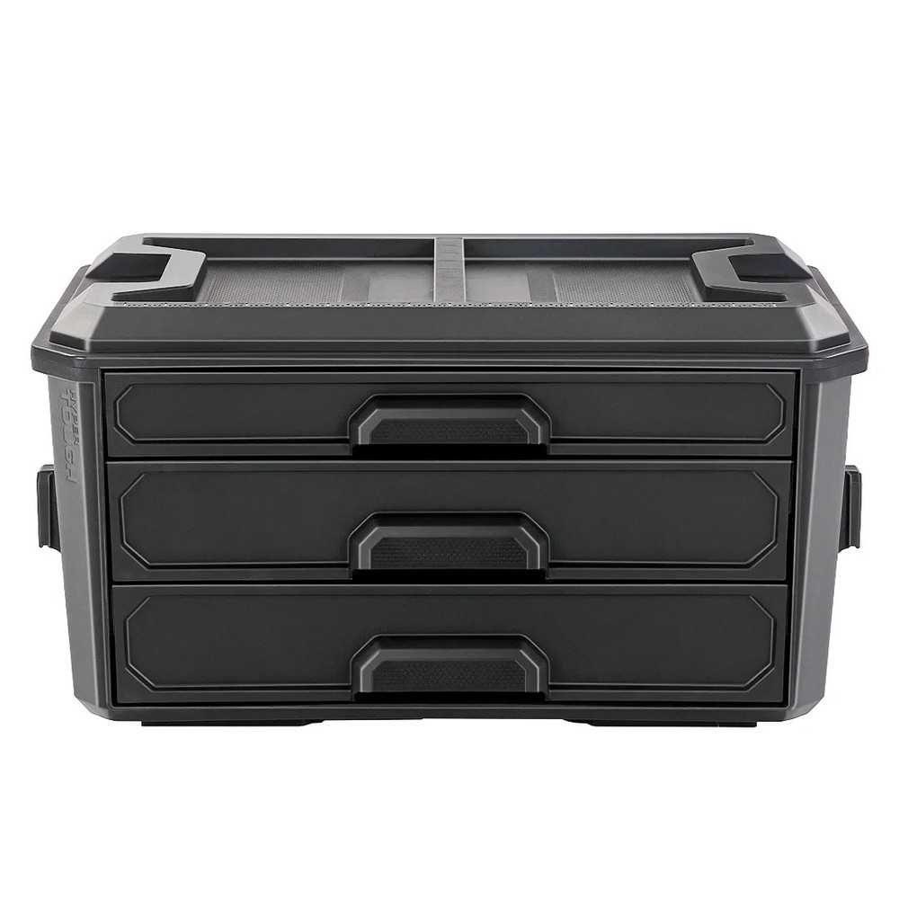 Hyper Tough Hyper Stack Tool Box, 3 Drawer Storage, Modular, Gray