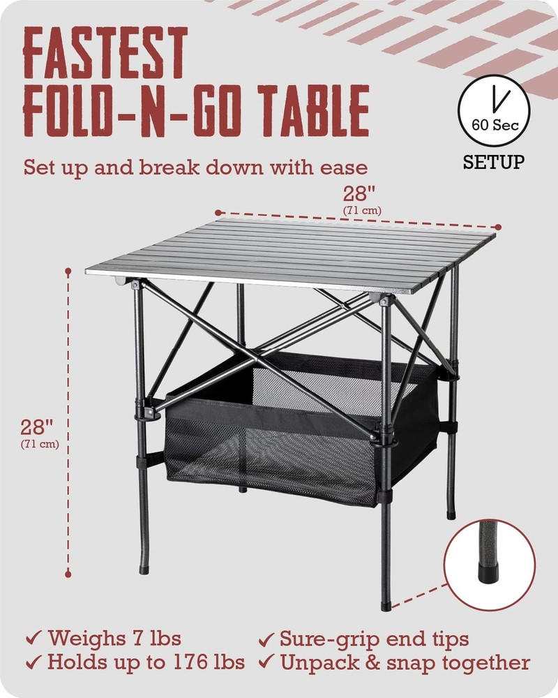 TrailBuddy Folding Camping Table - Aluminum Foldable Table for Tailgating or ...