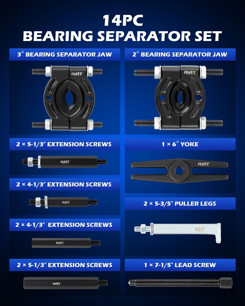 Bearing Puller Set, 5 Ton Capacity Separator, black bearing separator