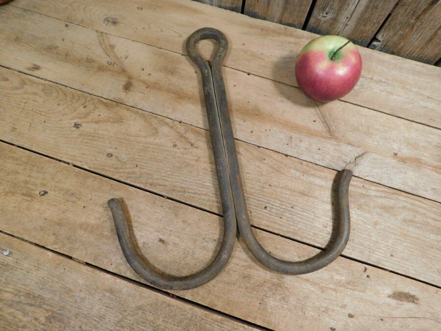 Antique Primitive Forged Iron Barn Hook Unique Shape