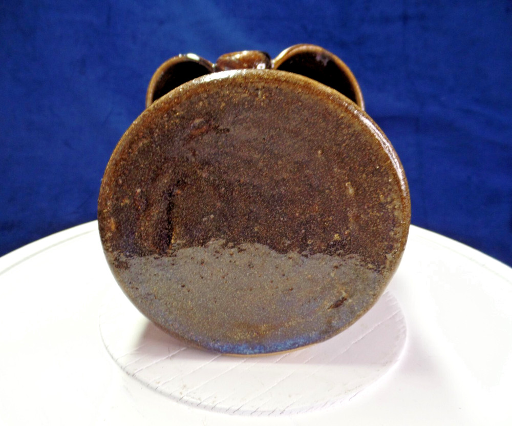Wall Pocket/Planter Studio Pottery Glazed Handmade Blue Browns Signed