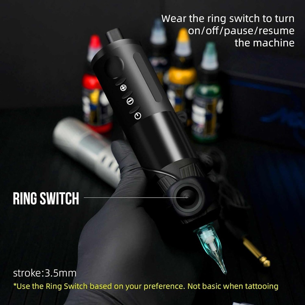 Wireless Tattoo Rotary Pen Brushless Machine Precise Control With Ring Switch