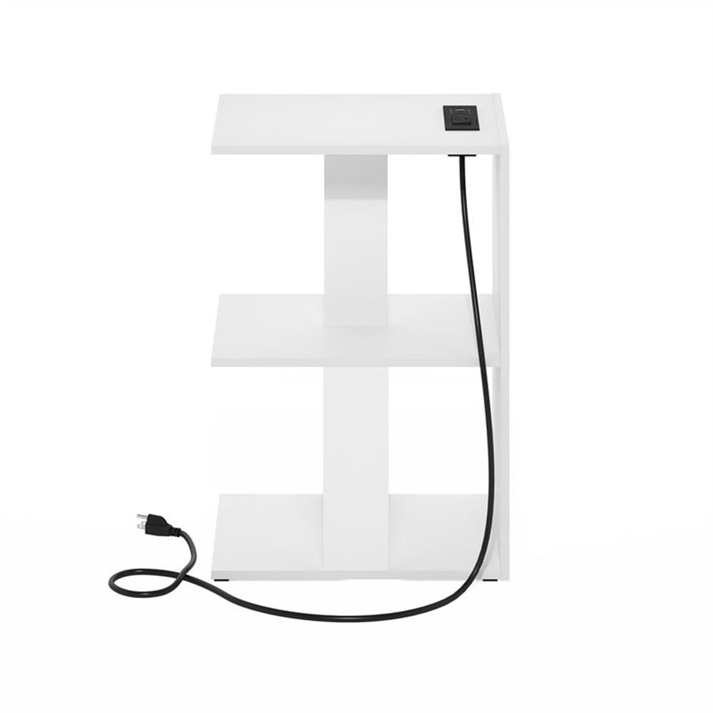 Pemberly Row Sofa End Table with USB Type-C Charging Port in White