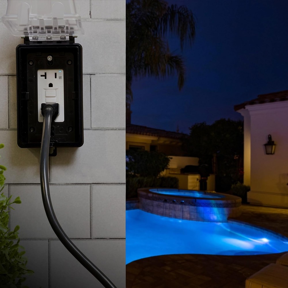 Amazon Basics Weather-Resistant GFCI Receptacle with LED Indicator, White