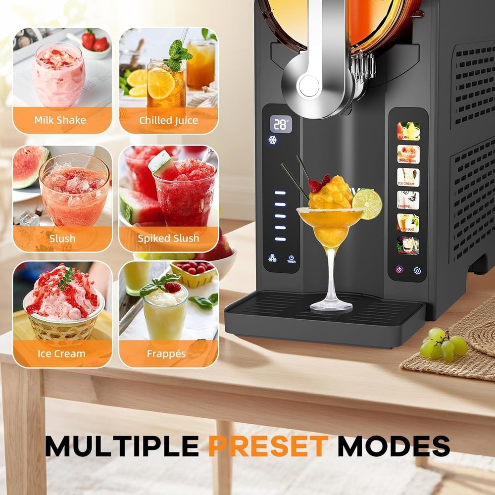 88 Oz Slushie Machine with LED Display & 6 Pre-Set Programs for Home