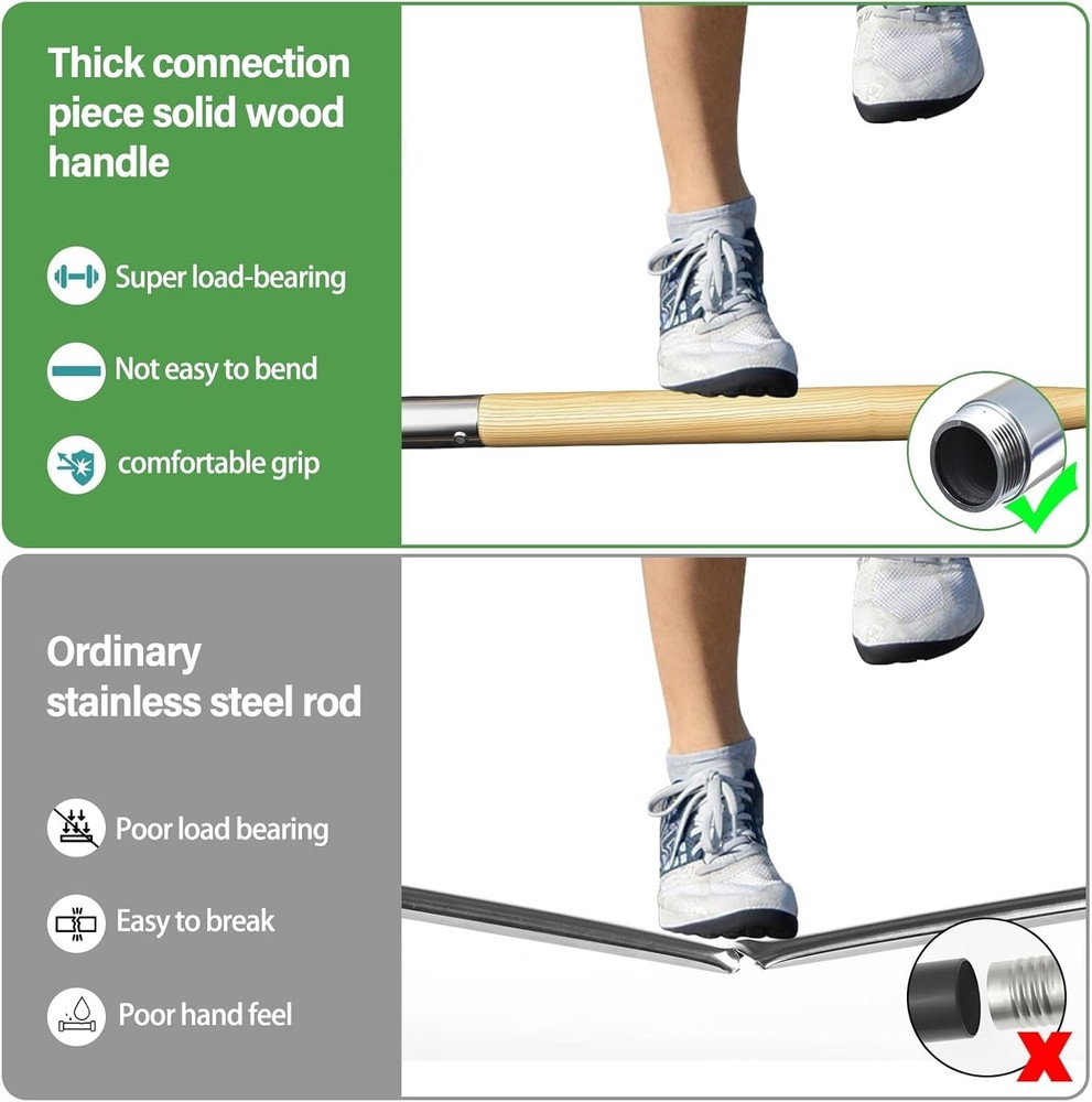 Solid Wood Long Handle Weeding Sickle, 32cm Extended Blade for Efficient Weed...