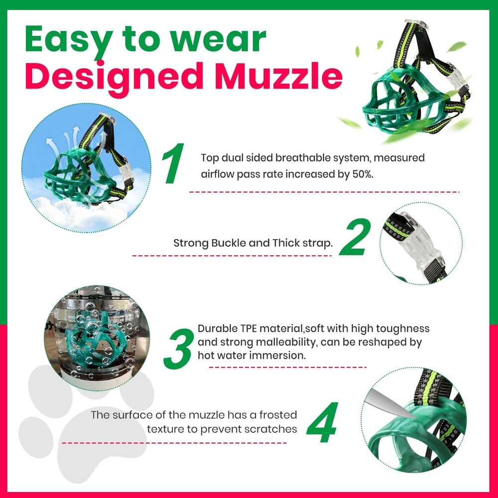Dog Muzzle, Basket Muzzle for Small Medium Large Dogs, Anti-Biting and Chewin...