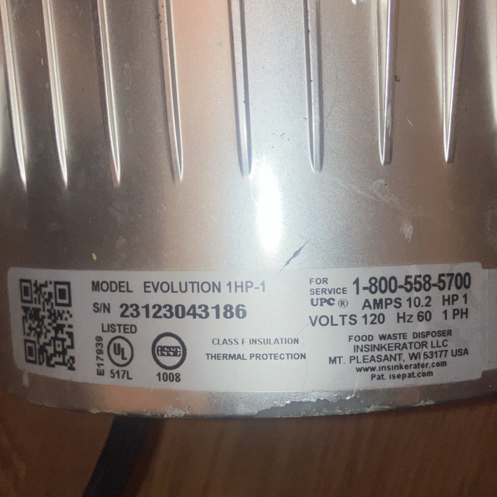 InSinkErator Evolution 1HP-1 1 HP Continuous Feed Garbage Disposal Unit 120V