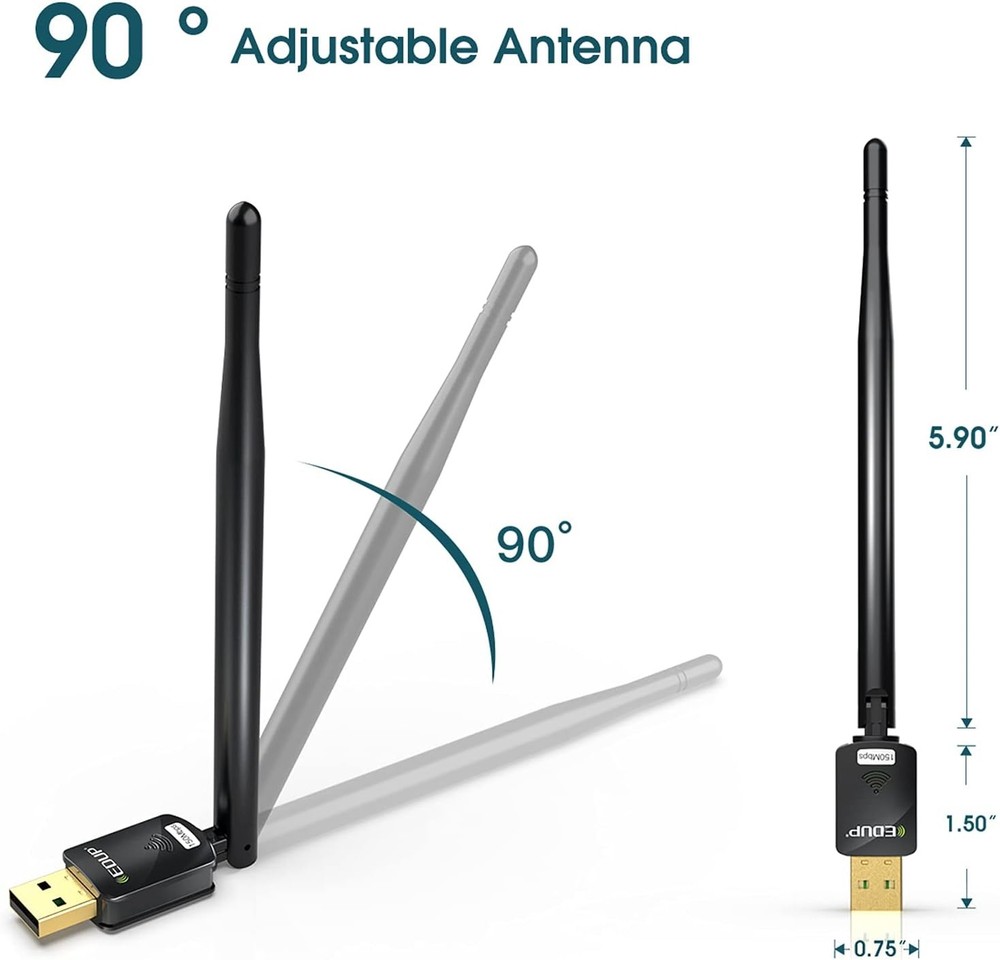 EDUP USB WiFi Adapter for PC, Wireless Network Desktop- Black