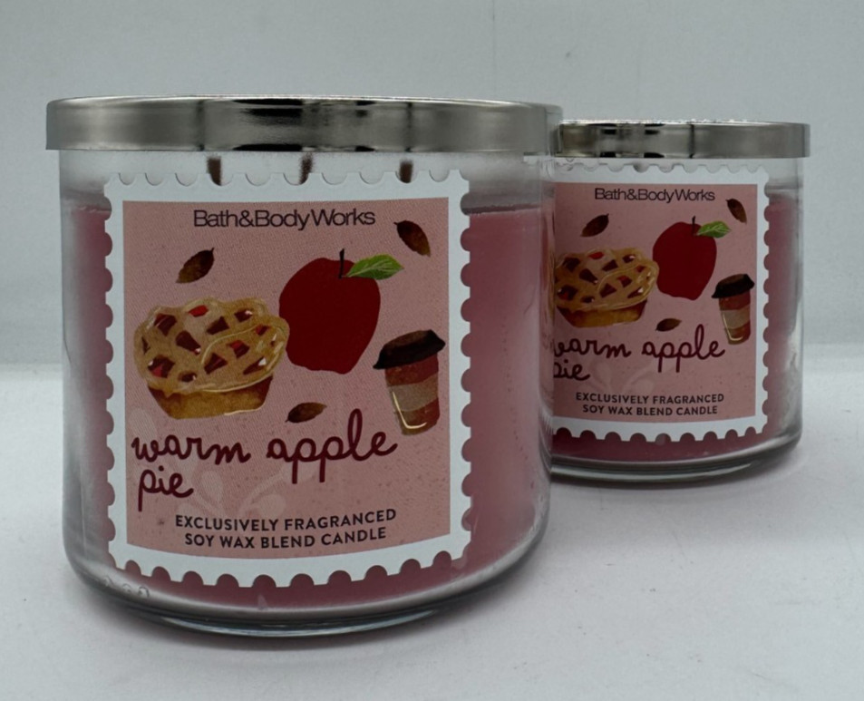 Bath & Body Works Warm Apple Pie 3-Wick Candle 2-Pack