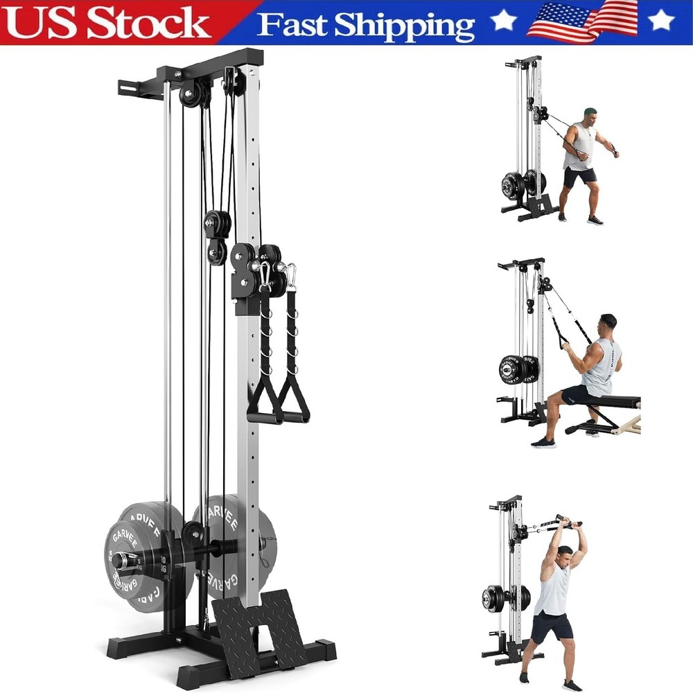 Wall Mount Cable Machine, Adjustable Dual Pulley Cable Crossover Machine Workout