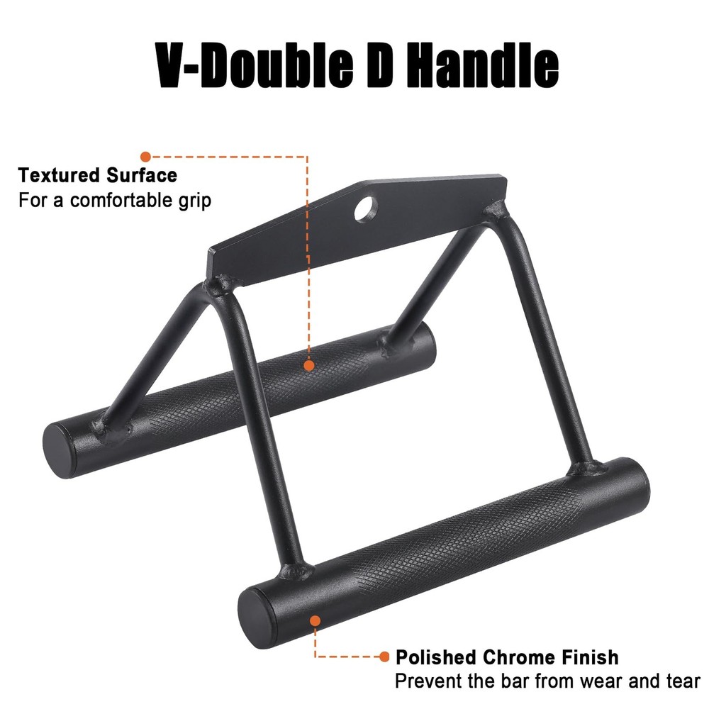 Workout Cable Machine Attachment Set LAT Pulldown Tricep Rope VBar Handle