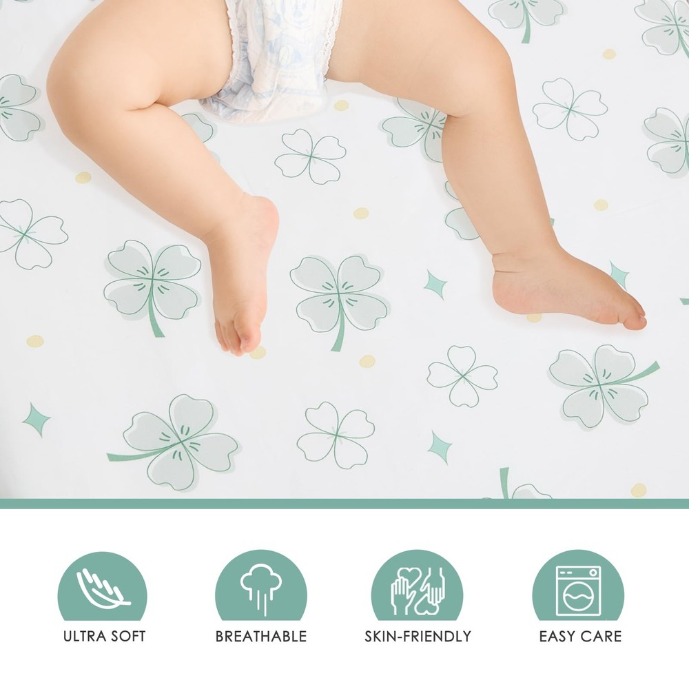 4 Pack Bassinet Sheets - 35"x20" Bedside Large - Sleeper, Green