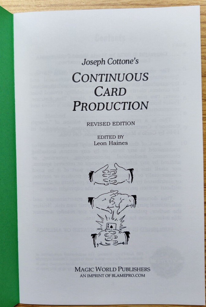 Joseph Cottone's Continuous Card Production