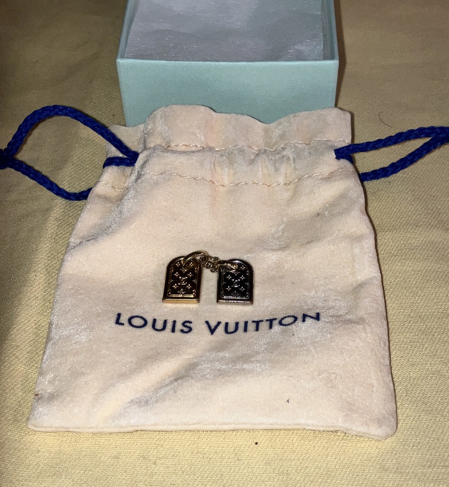 Authentic LOUIS VUITTON Monogram LV Initials miniature name tag Charm.