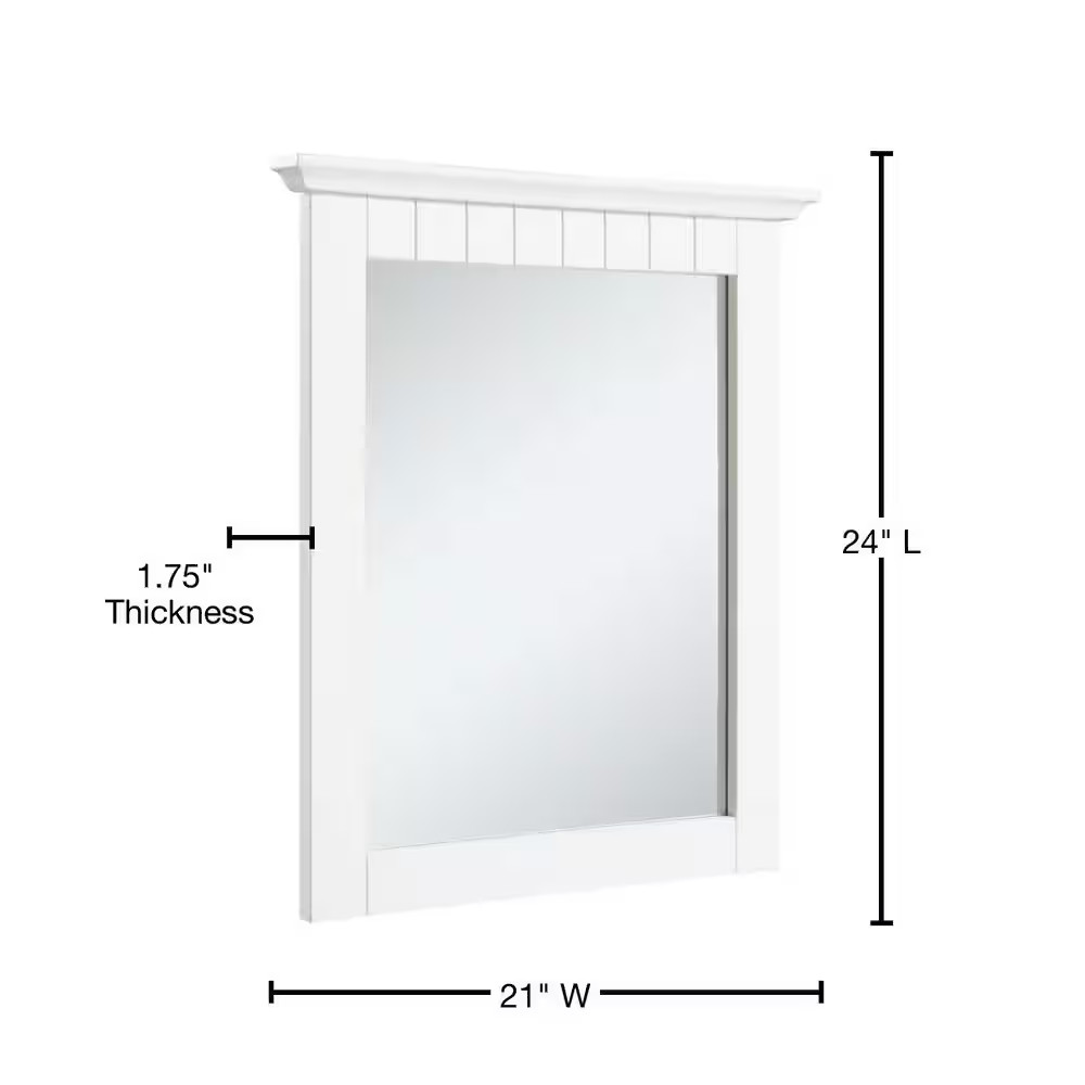 Cottage 21 In. W X 24 In. H Framed Rectangular Bathroom Vanity Mirror in White