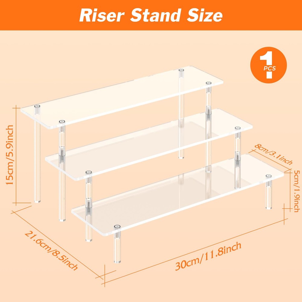 3 Tier Acrylic Display Risers,Large Perfume Organizer Stand,Risers Display Stand