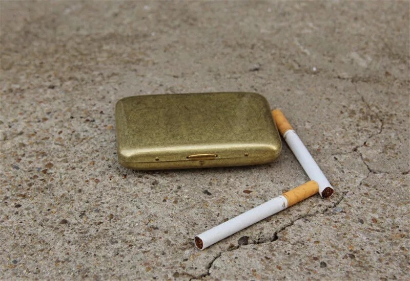 High Grade Collectable Vintage Solid Brass Copper Cigarette Case Holder Box gift