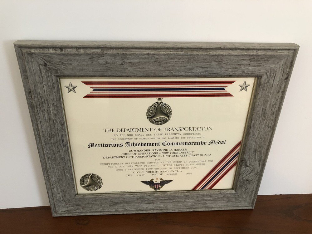 DOT ~ MERITORIOUS ACHIEVEMENT COMMEMORATIVE MEDAL CERTIFICATE ~ Type 1