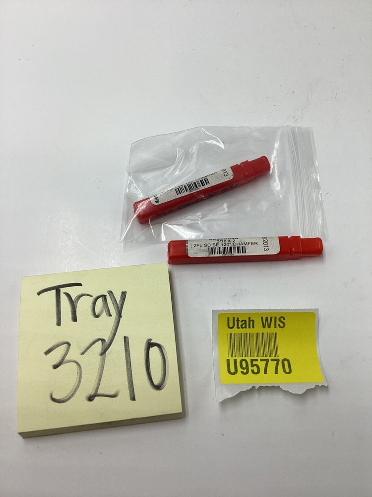(QTY 2)Accupro 09550096 3/16" Diam 120° 2-Flute Single End Solid Carbide Chamfer