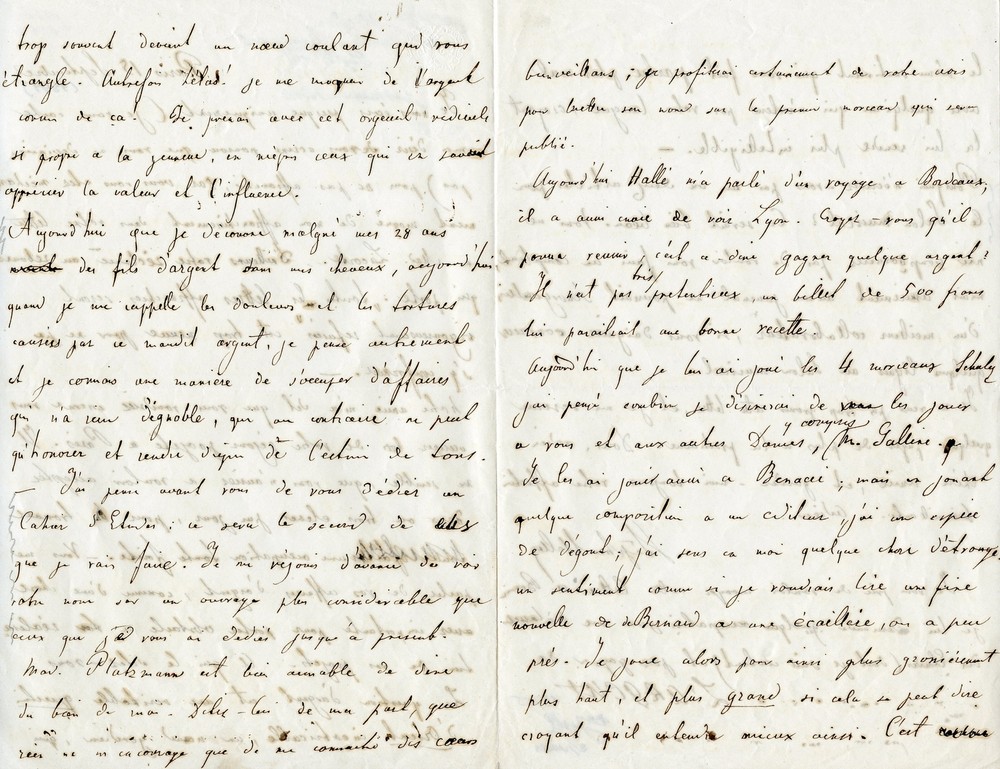 Heller, Stephen. (1833-1888): Two Autograph Letters Signed PIANIST