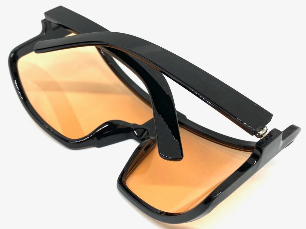 Oversized Exaggerated Retro Modern Shield Raver SUNGLASSES Large Big Black Frame