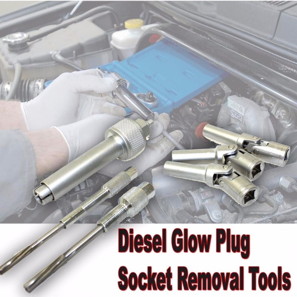 6Pc Diesel Glow Plug Socket Removal Tool Set 8 9 10mm socket& M10 M12 Reaming