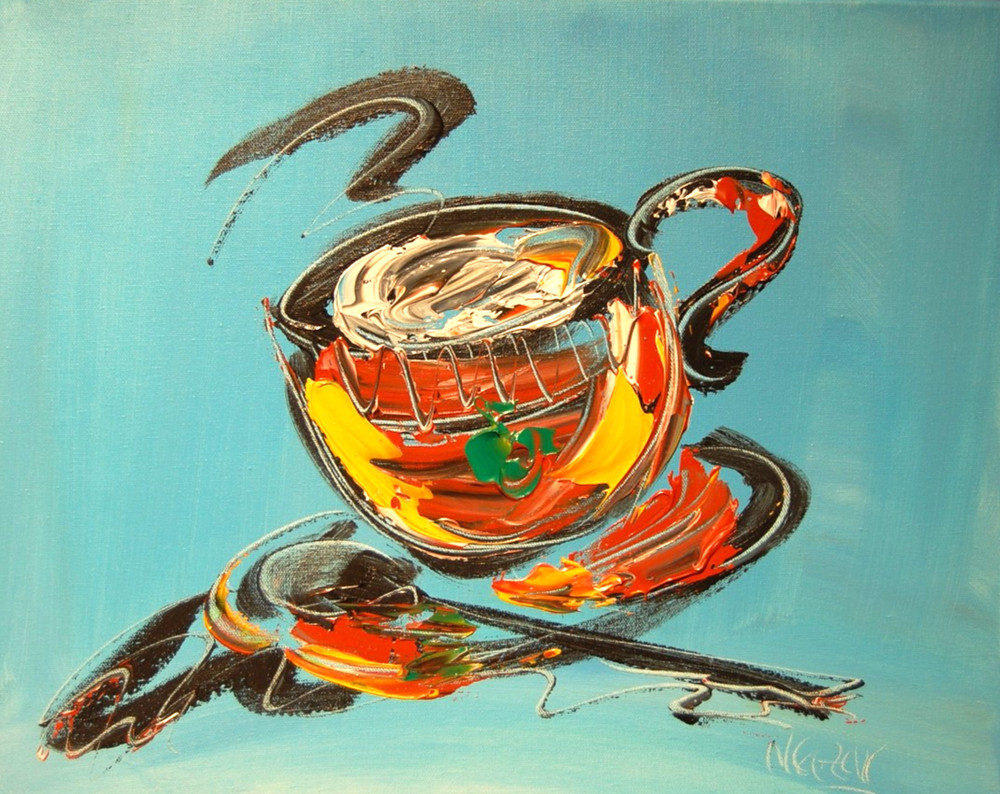 COFFEE TIME   by Kazav   Painting Stretched Canvas S5huvftru