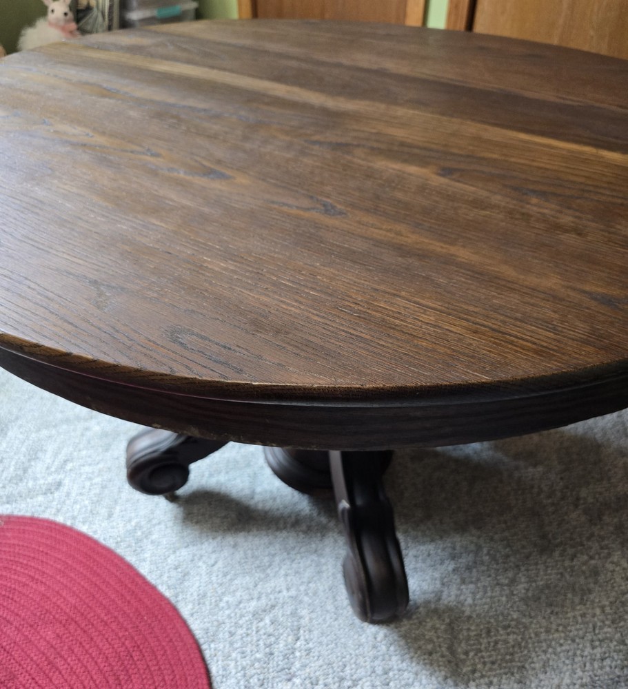Antique Victorian Empire-Style Round Pedestal Dining Table