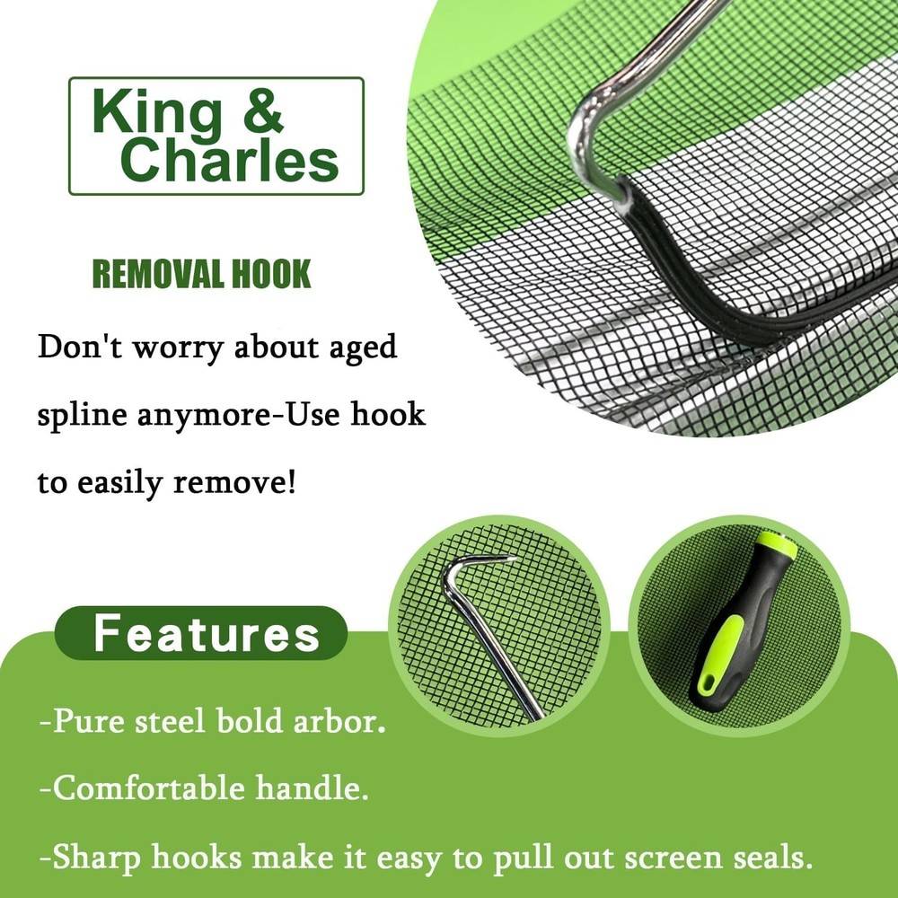 Screen Repair Kit/Tool, Screen Roller Tool, Steel Roller with Bear, 32 ft Spl...