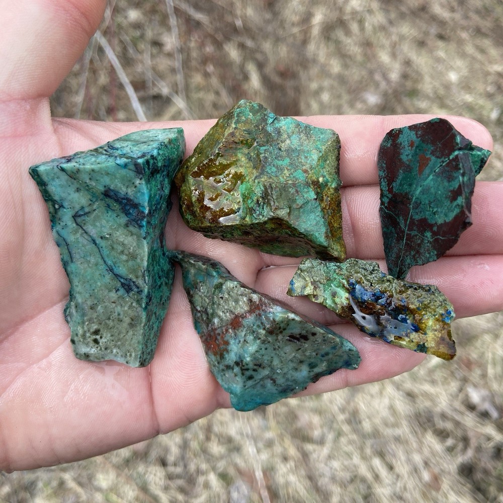 5 Pc Chrysocolla Azurite Rough Raw Stones