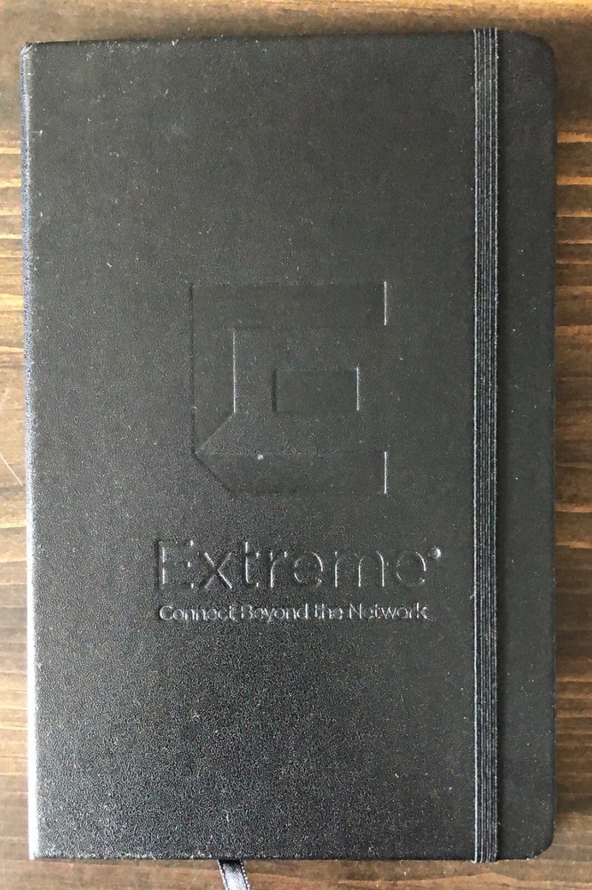 Black Extreme Networks Embossed Lined Journal with Elastic Band