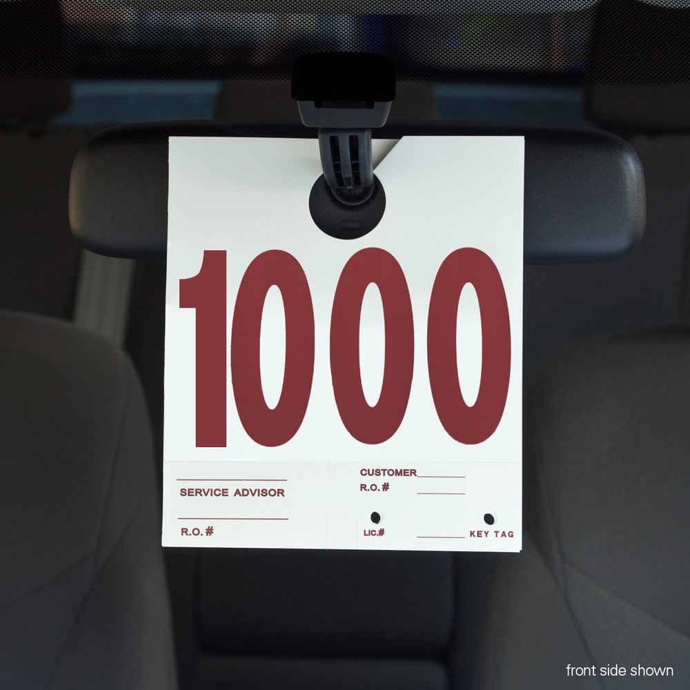 AUTO SERVICE NUMBERED HANG TAGS FOR AUTO SERVICE VEHICLE IDENTIFICATION