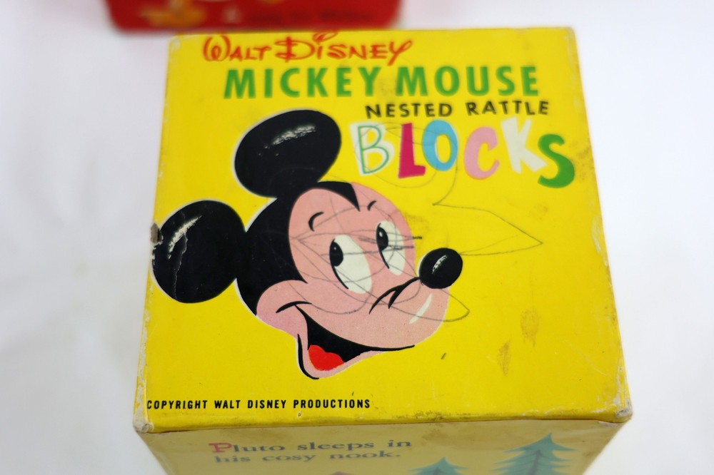 Vtg Disney Stacking Nesting Rattle Blocks - MICKEY MOUSE, DONALD DUCK & MORE