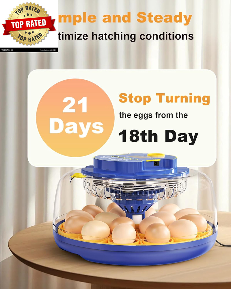 18 Chicken Egg Incubators for Hatching Eggs: Egg Incubator with Automatic Egg Tu