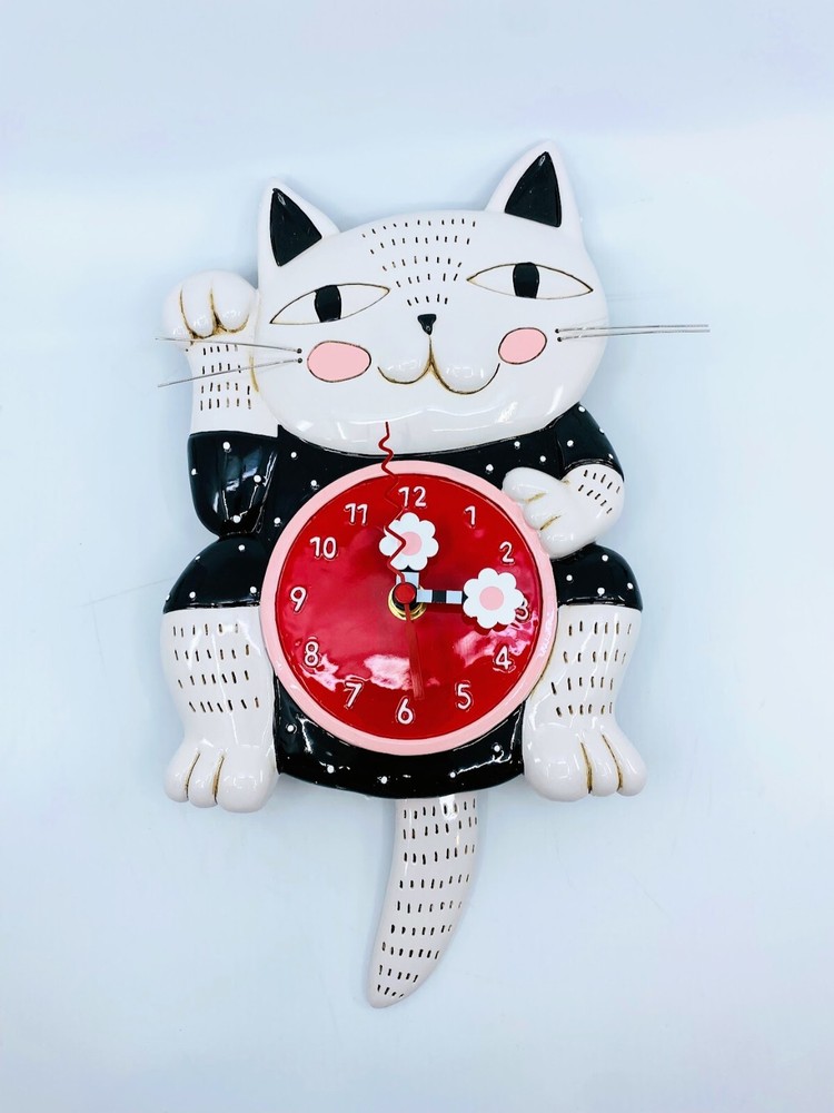 Allen Designs Studio Wall Clock: Lucky Cat