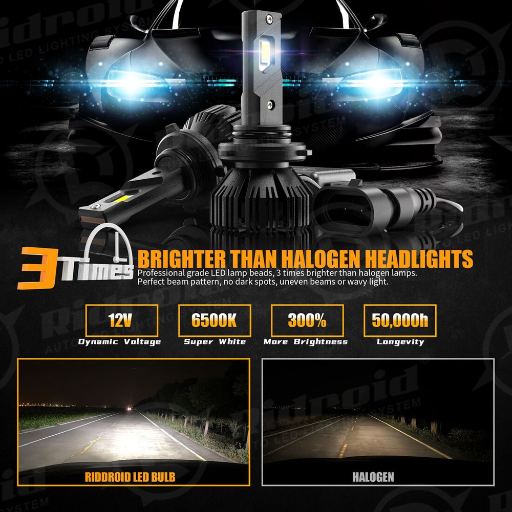 RIDROID 9006 LED Headlight Bulb Conversion Kit Low Beam White Super Bright 6500K