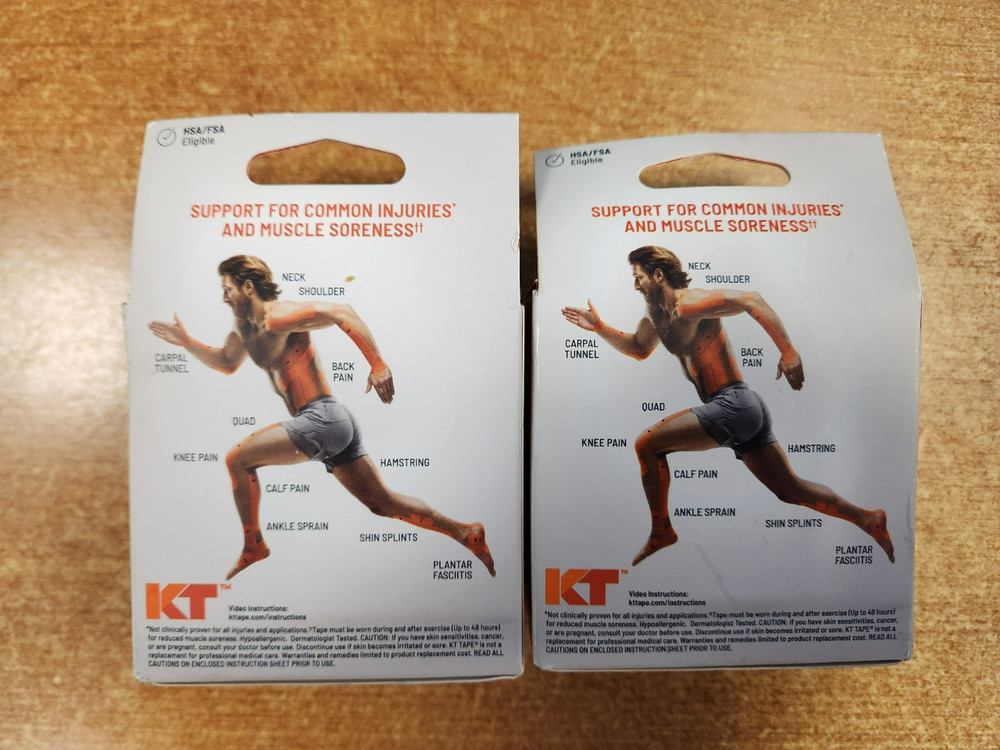 2 Pack: KT Tape - Black, 20 Cotton Strips Each E2B