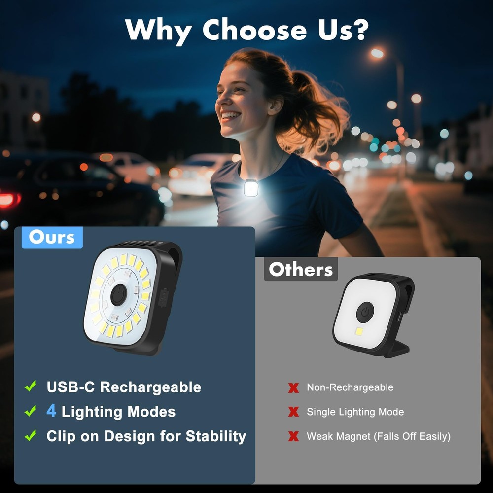 2 Pack Running Lights for Runners - Rechargeable Clip on Flashlight,Dog Mini ...