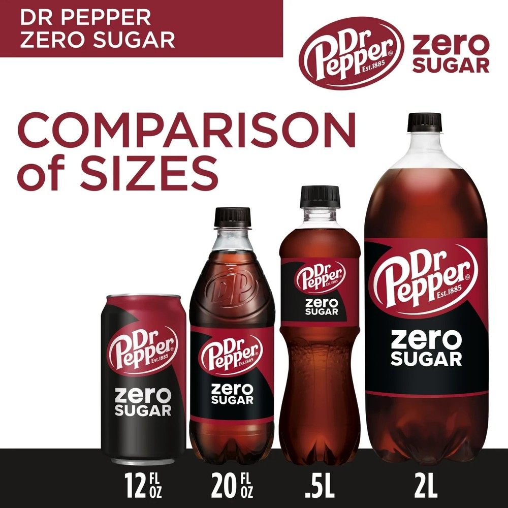 Dr Pepper Zero Sugar Soda Pop, 12 fl oz, 12 Pack Cans