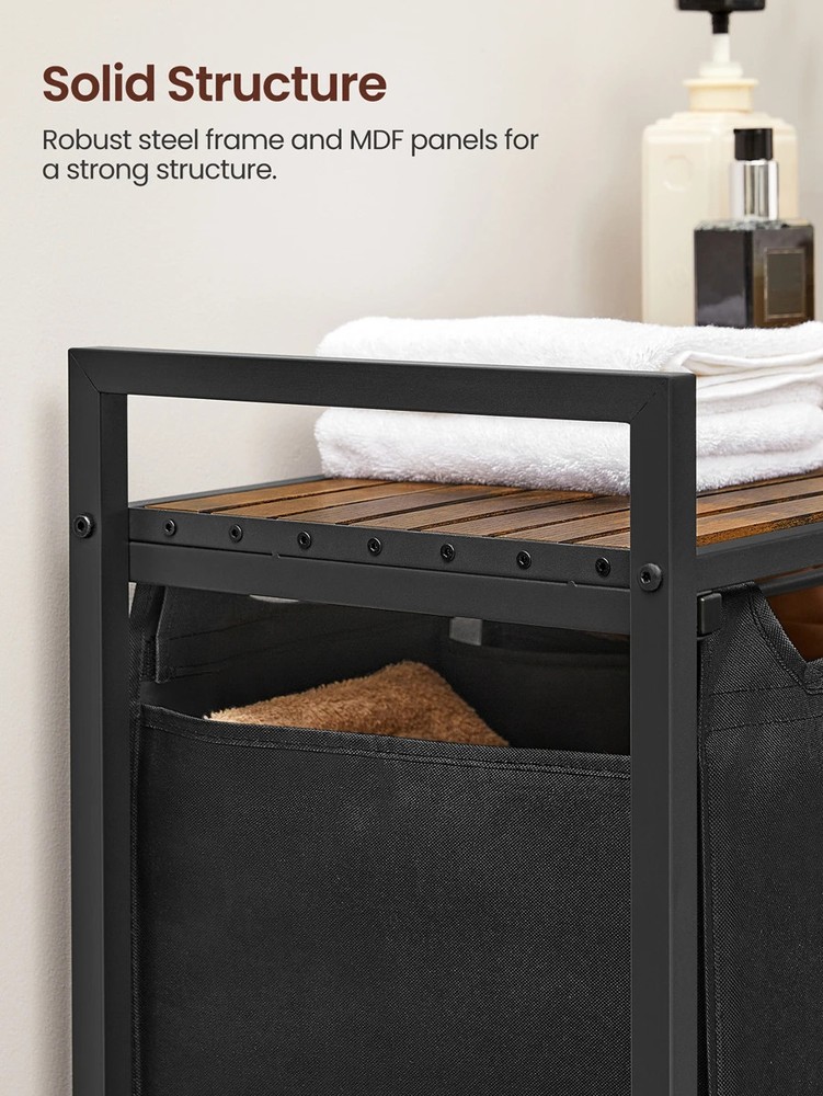VASAGLE Laundry Hamper,With 3Pull-Out And Removable Bags,10Gal Capacity Per Bag