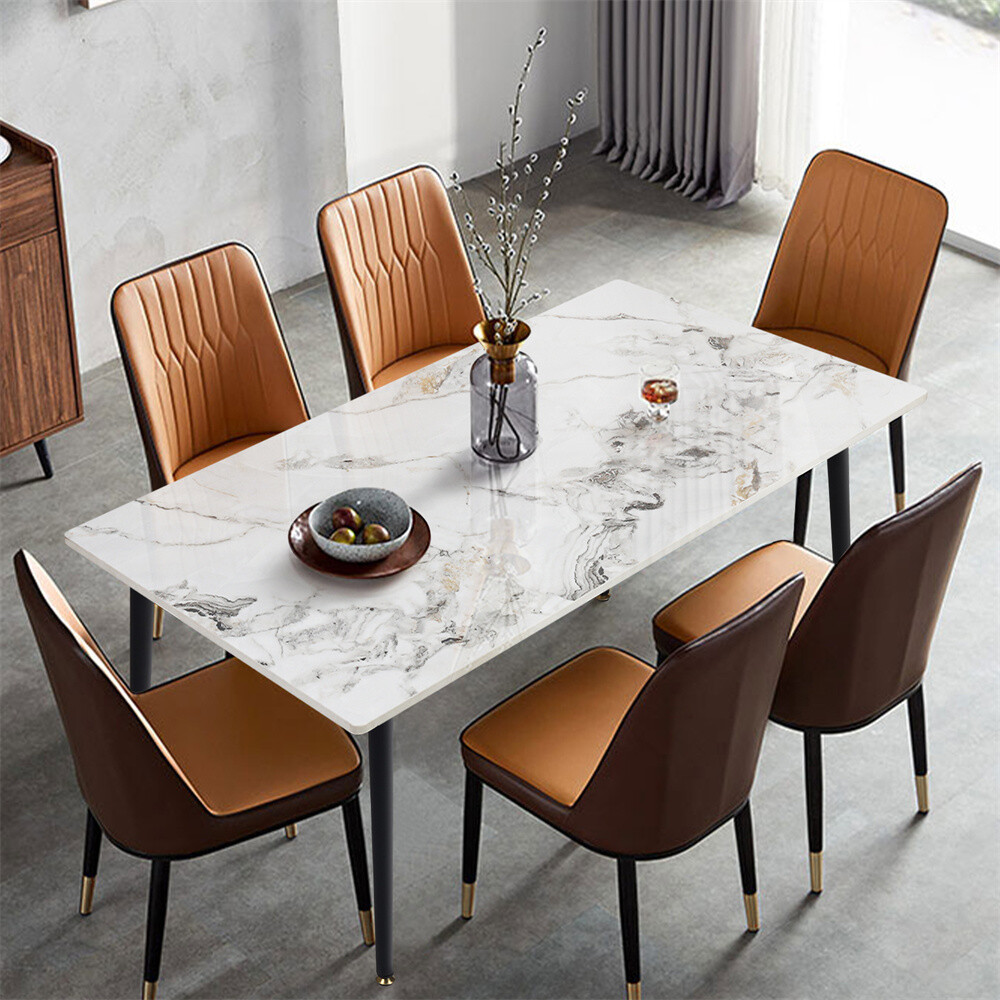 Slate Dining Table Rectangular Kitchen Desk Breakfast Furniture for 6-Person