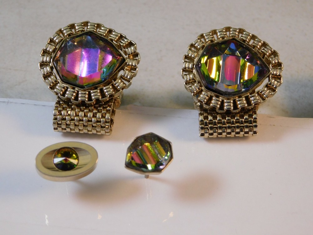 RAINBOW COLORED CUFFLINKS & TIE TAC PINS