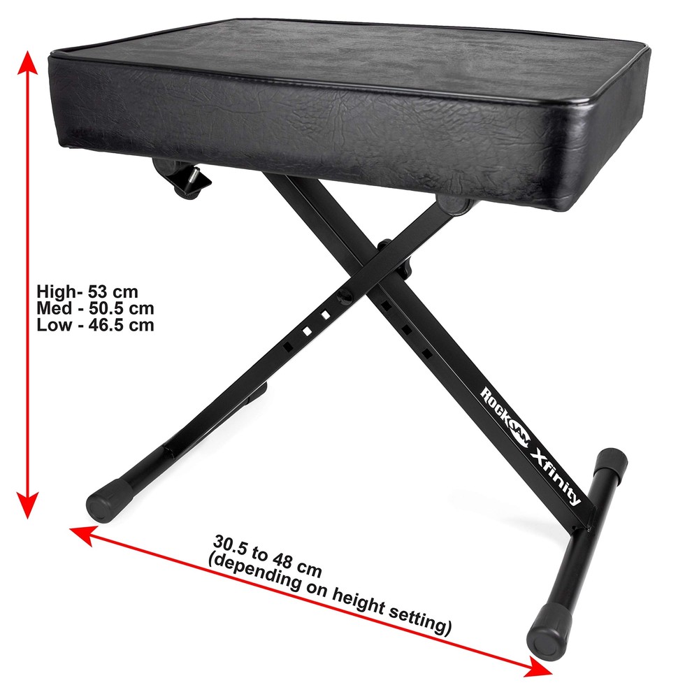 KB100 Adjustable Padded Keyboard Bench X-Style Black