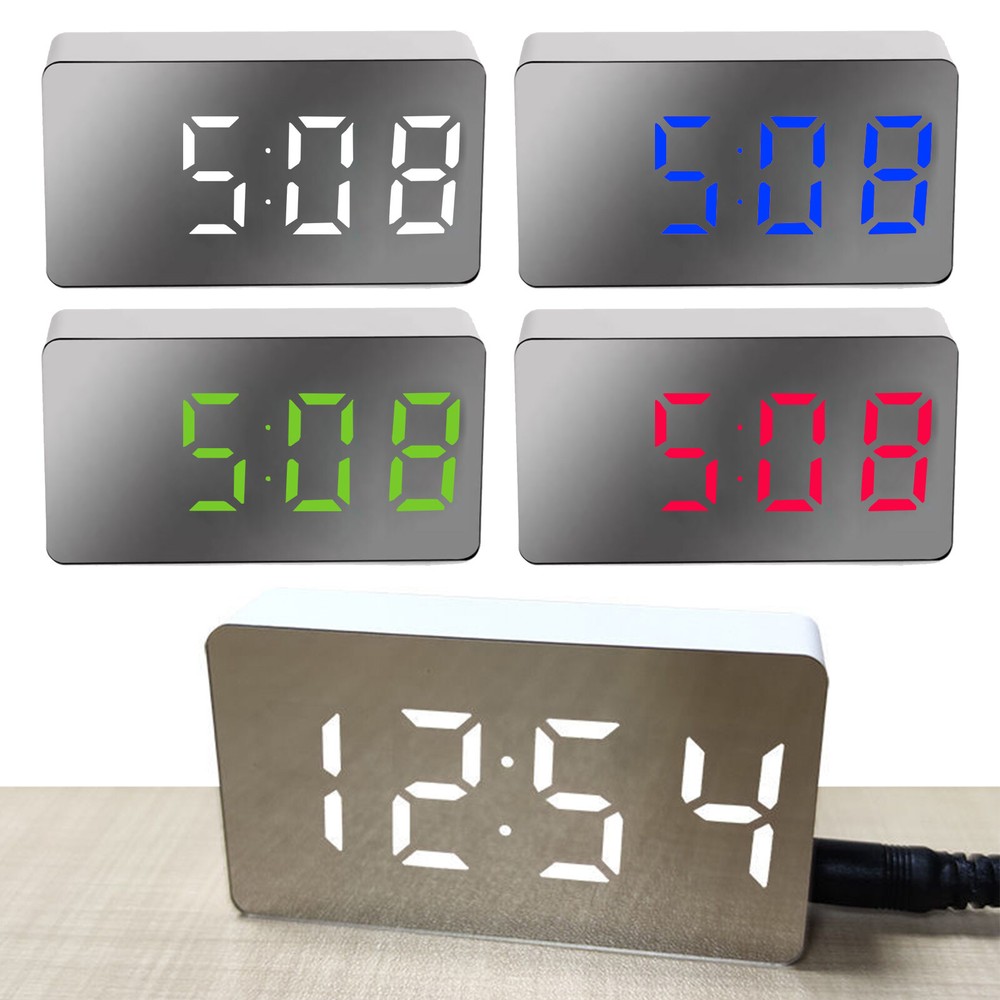 Digital LED Mirror Clock date temperature Multifunctional Display Alarm Clock