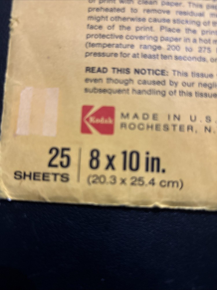 Kodak Dry Mounting Tissue 8x10 21 Sheets