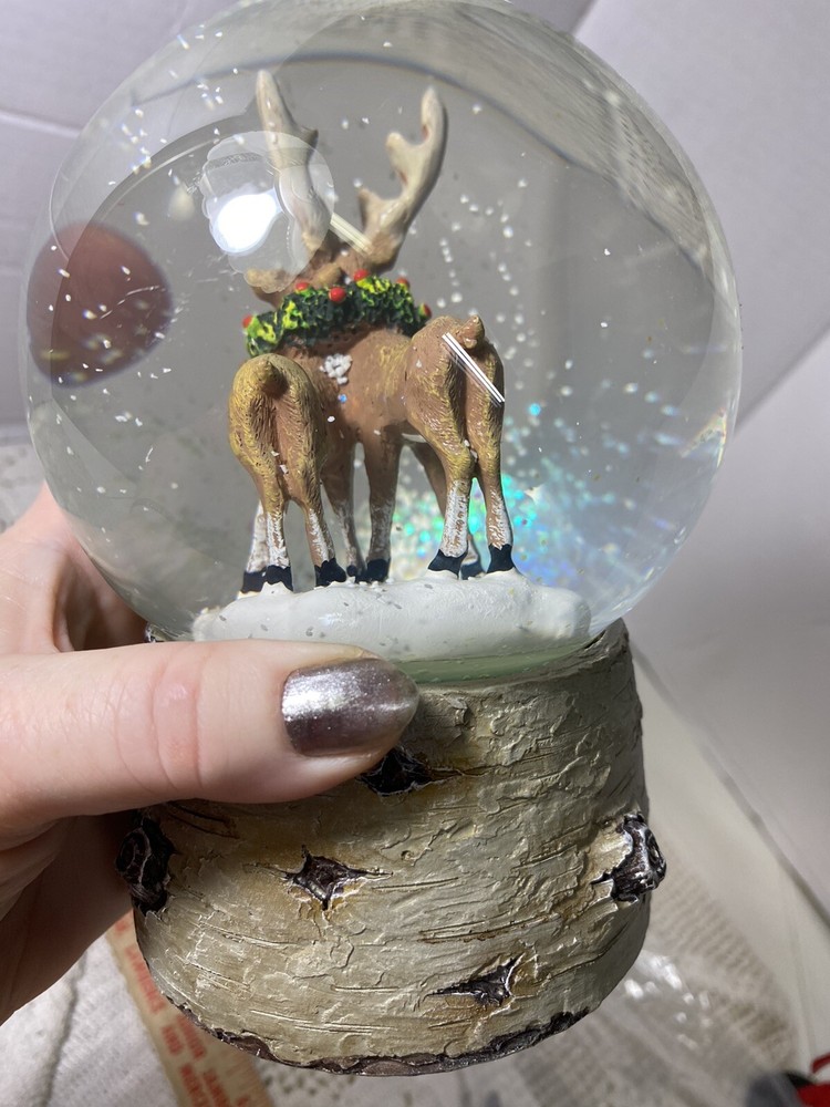 Martha Stewart 7” Stag&doe Snowglobe Musical Pristine E75