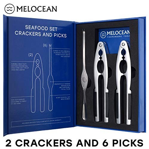 Premium Crab Crackers & Seafood Tool Set - 2 Crackers, 6 Forks, Nutcracker Kit
