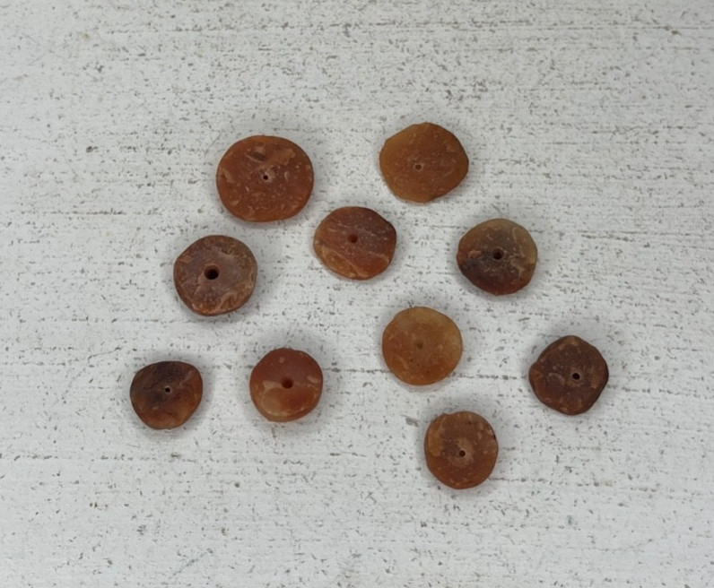 10 PCS Small Ancient Neolithic Stone Disc Beads Carnelian Agate
